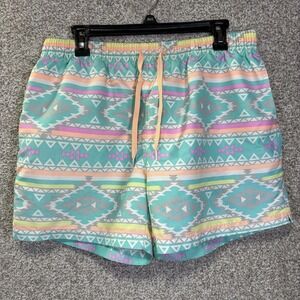 Chubbies Shorts Mens Large Multicolor Aztec Swim Trunks Lined Drawstring